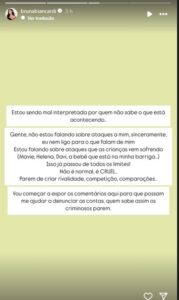 Bruna Biancardi repudia ataques à filha de Neymar - Foto: Reprodução/Instagram