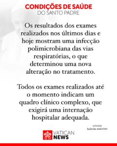 Comunicado sobre O Papa Francisco - Foto: Reprodução/Instagram