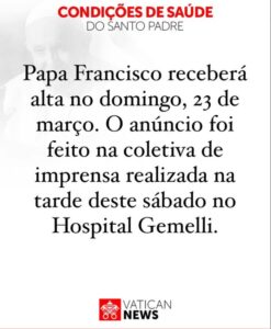 Papa Francisco rebe alta - Foto: Reprodução/Instagram